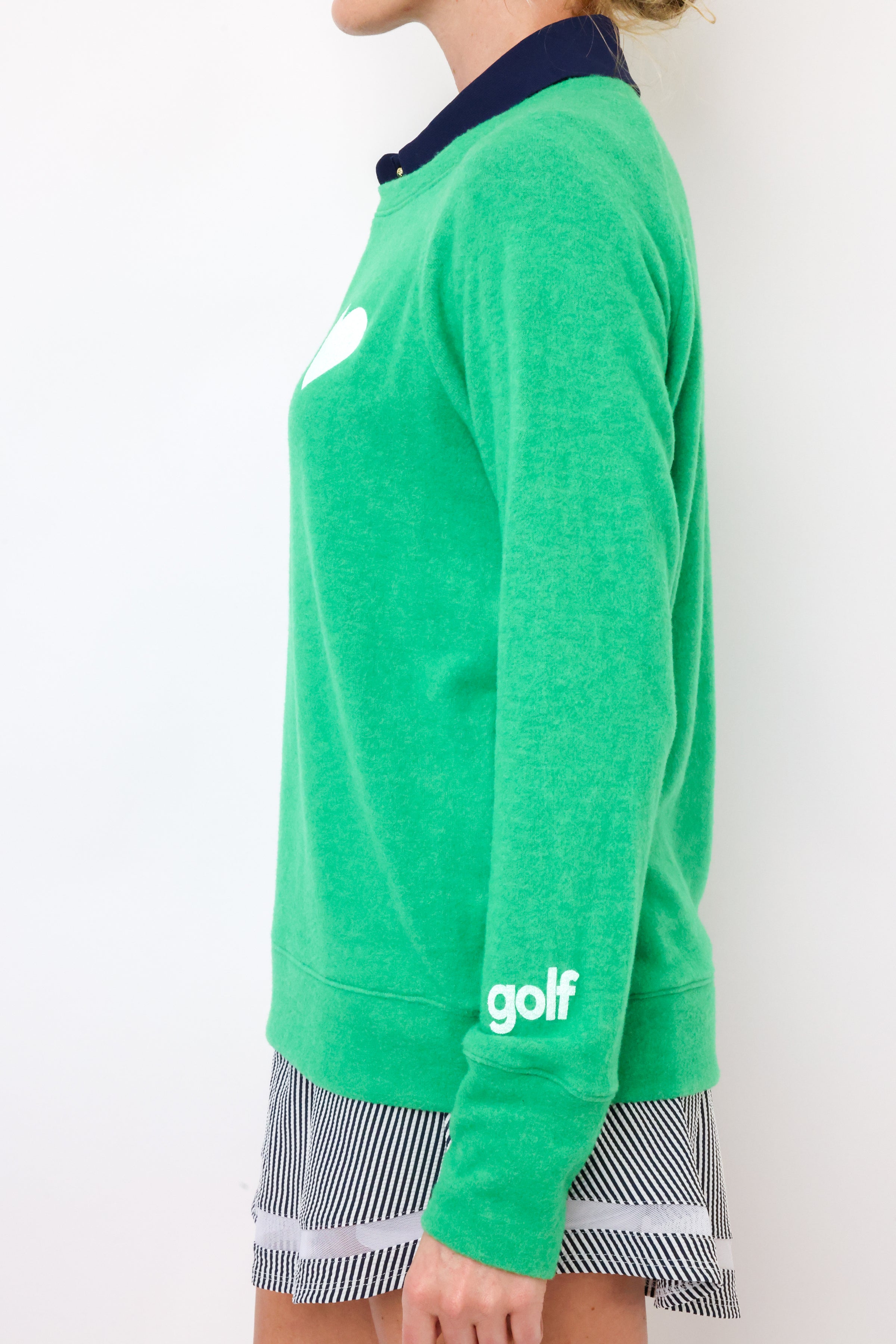 Heart Sleeve Golf Lightweight Brushed Fleece Pullover Sweater