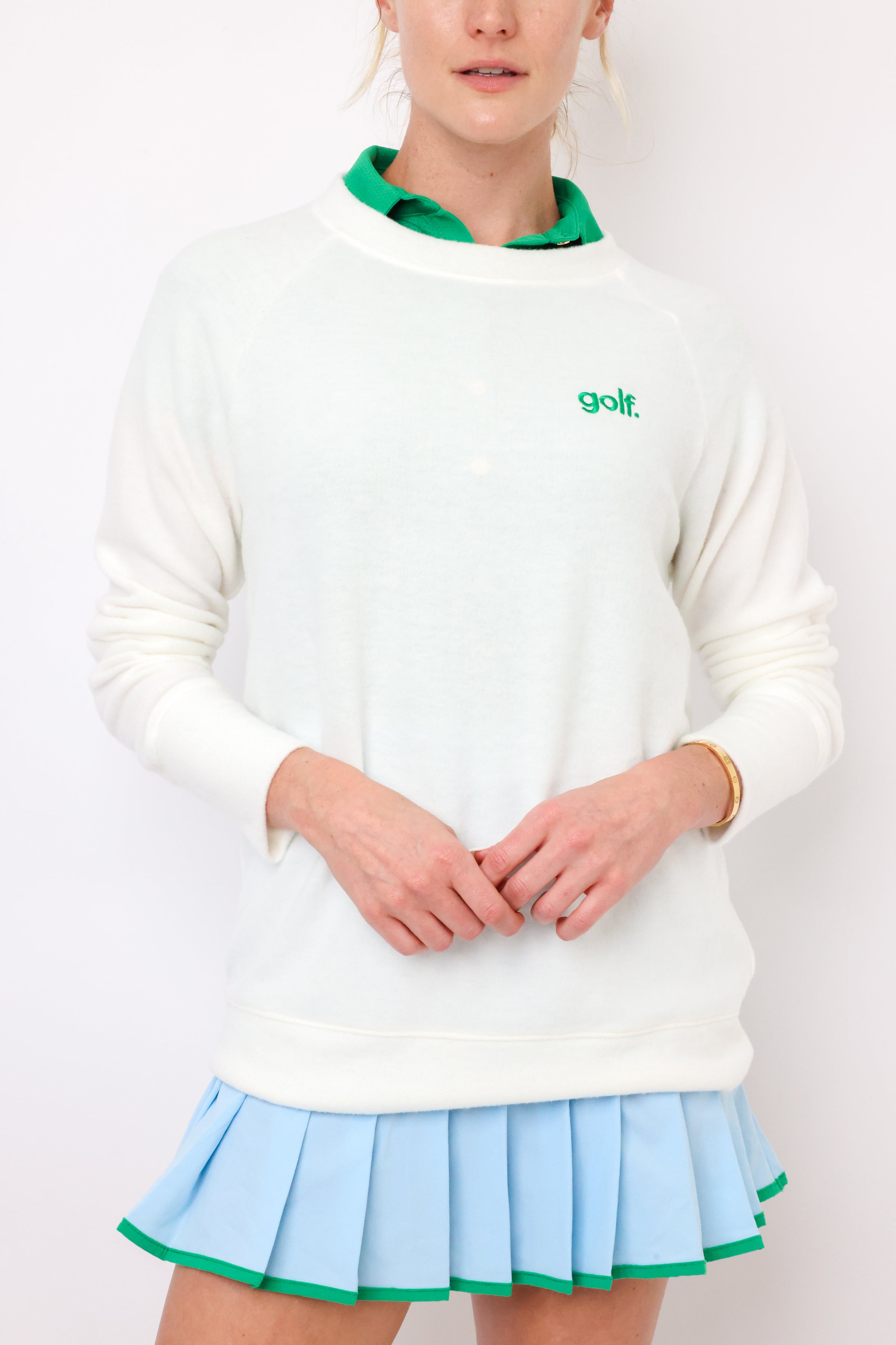 Embroidered Golf Lightweight Brushed Fleece Pullover Sweater