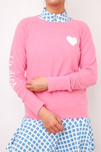 Heart Sleeve Birdies Lightweight Brushed Fleece Pullover Sweater