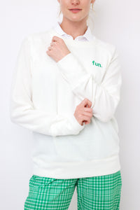 Embriodered Fun Lightweight Brushed Fleece Pullover Sweater