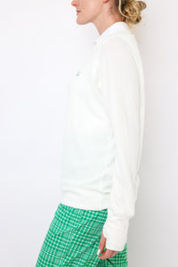 Embriodered Fun Lightweight Brushed Fleece Pullover Sweater