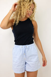 Minnie Rose Cotton Cashmere Frayed Tank