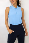 Foray Golf Sleeveless Zip Check Collar Polo