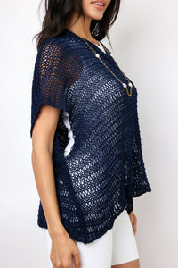 Milio Milano V-Neck Crochet Knit Top