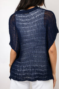 Milio Milano V-Neck Crochet Knit Top