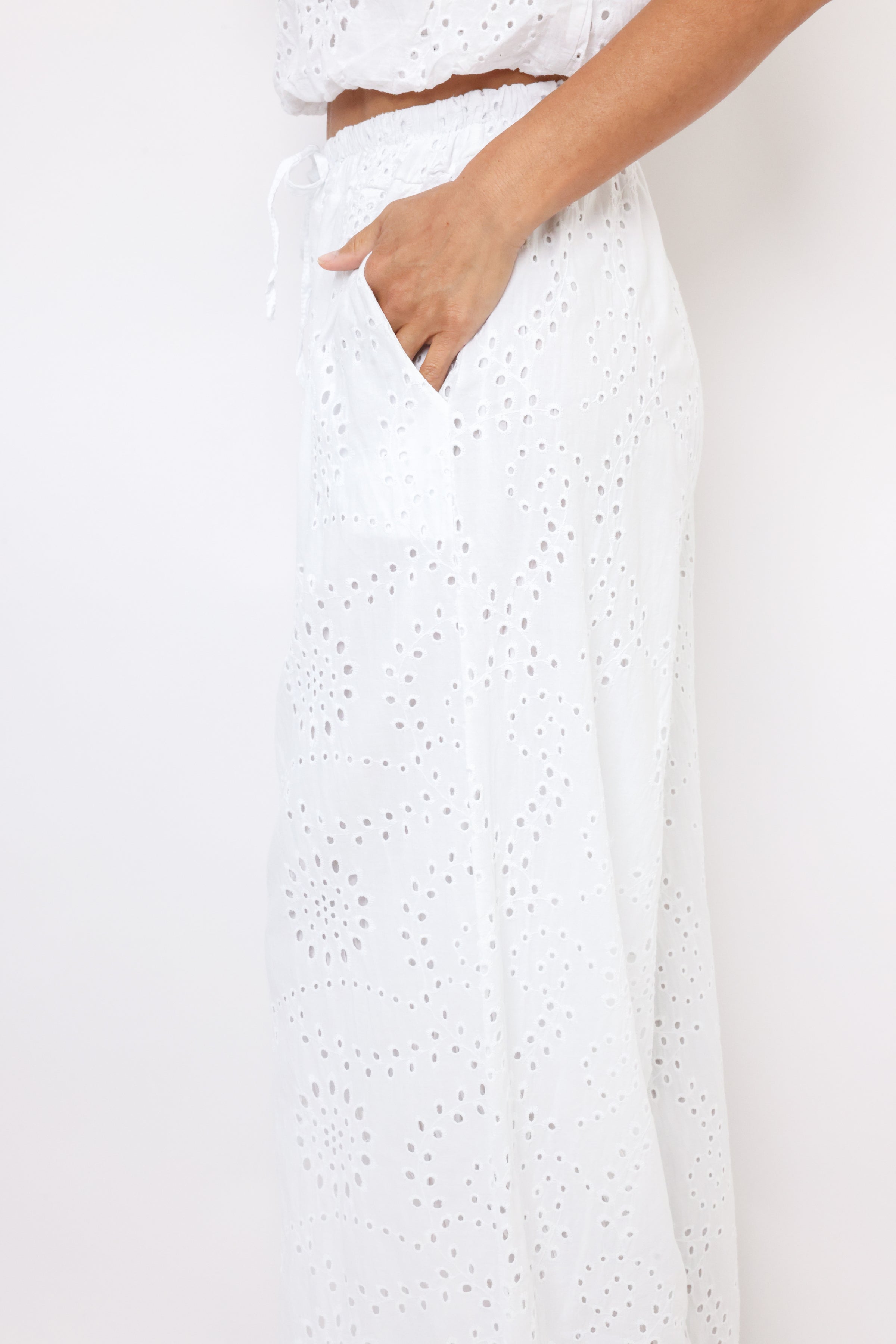 Milio Milano Wide Leg Eyelet Pants