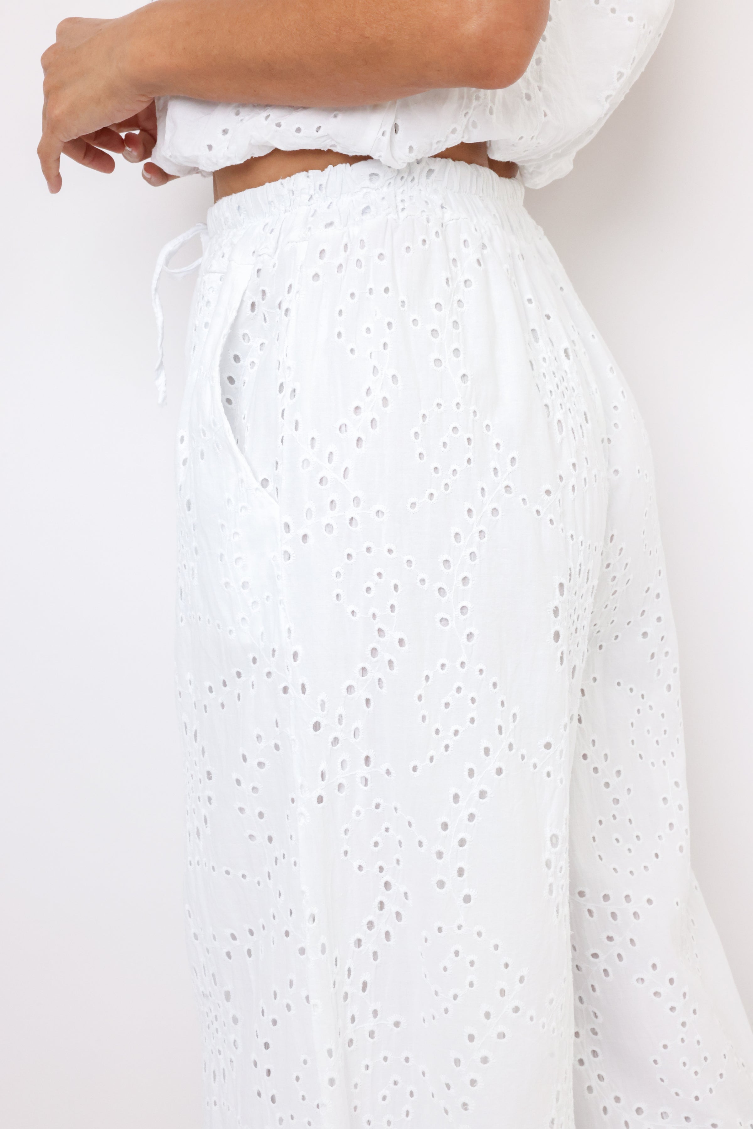 Milio Milano Wide Leg Eyelet Pants