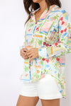 Button Down Printed Oversized Top