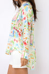 Button Down Printed Oversized Top