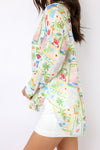 Button Down Printed Oversized Top