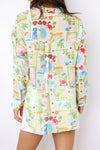 Button Down Printed Oversized Top