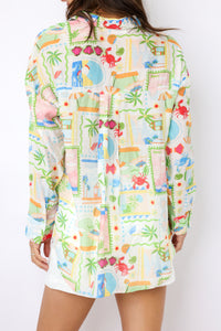 Button Down Printed Oversized Top