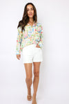 Button Down Printed Oversized Top