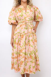 Puff Sleeve Midi Dress