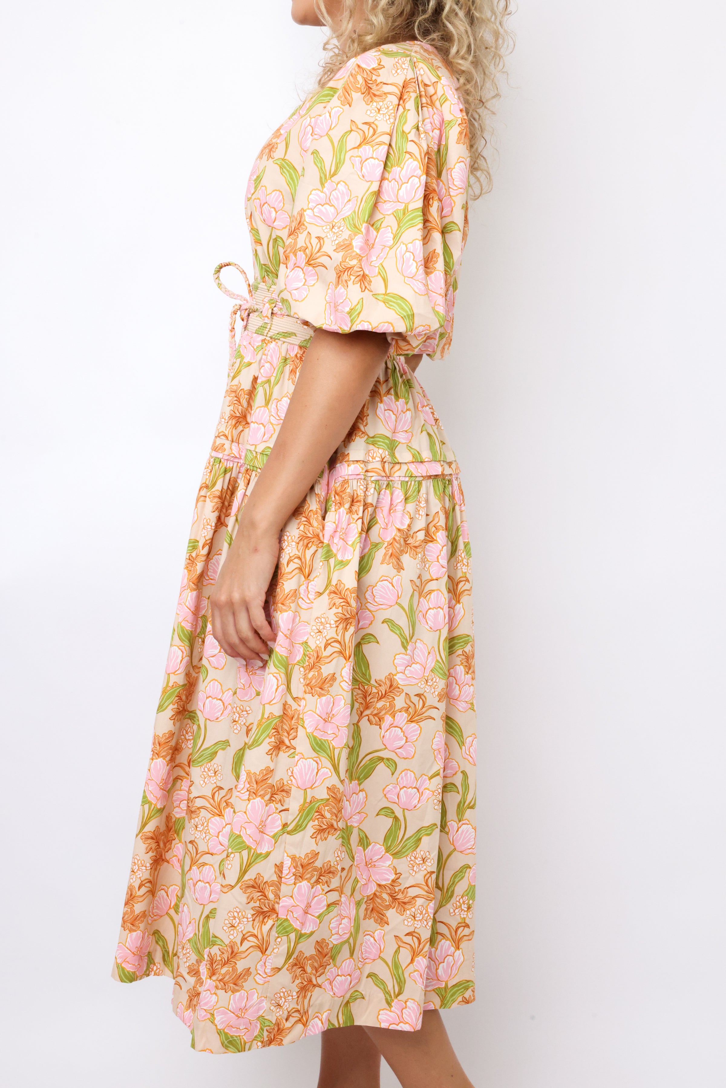 Puff Sleeve Midi Dress