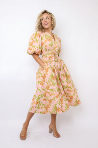 Puff Sleeve Midi Dress