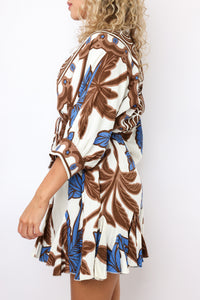 Quarter Sleeve Printed Mini Dress