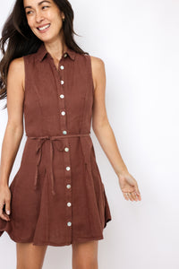 Bella Dahl Sleeveless Seamed Shirt Dress