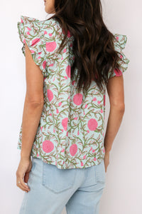 THML Flutter Sleeve Button Up Top