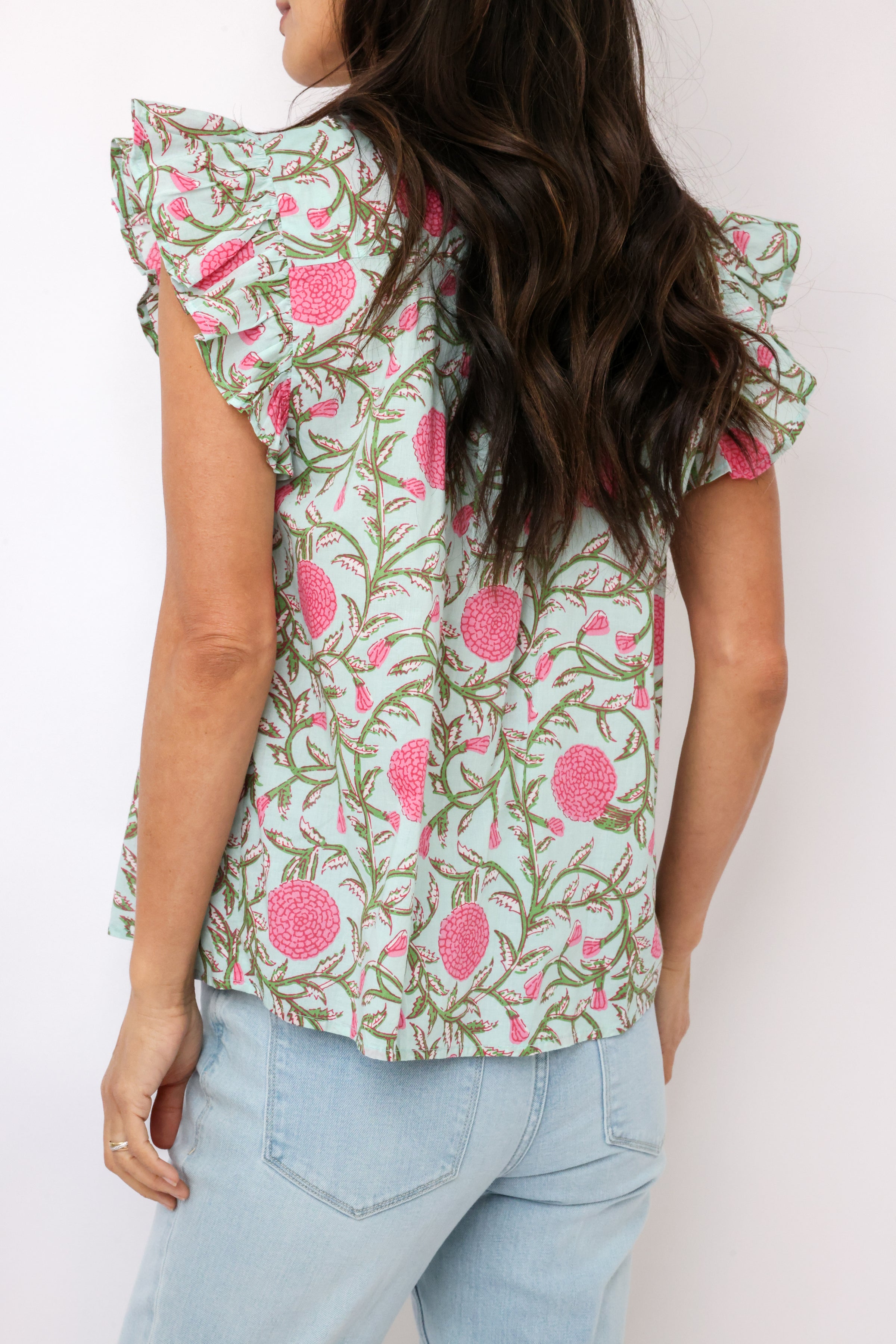 THML Flutter Sleeve Button Up Top