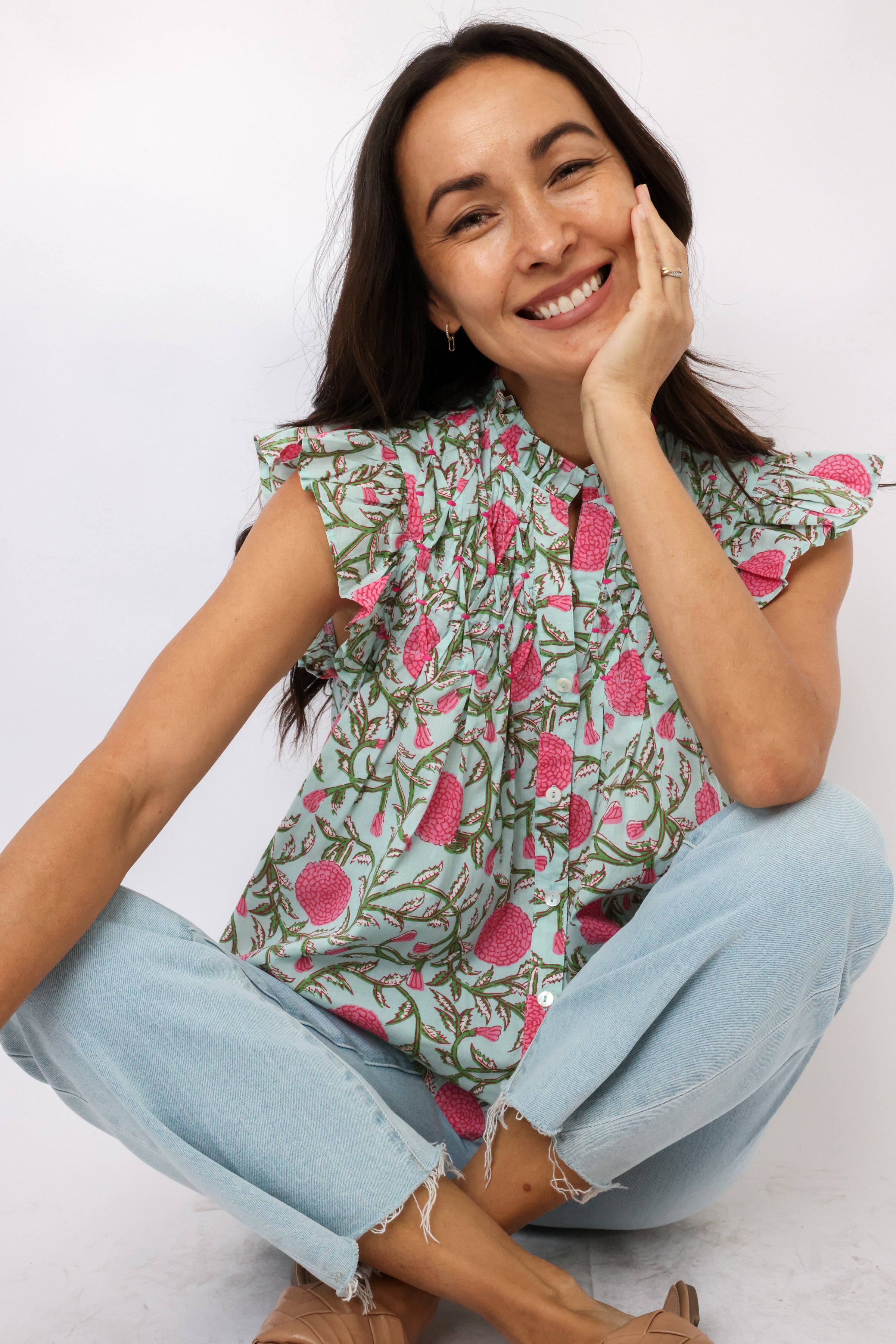 THML Flutter Sleeve Button Up Top