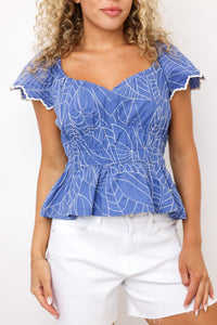 SRB Poplin Ruffle Sleeve Top