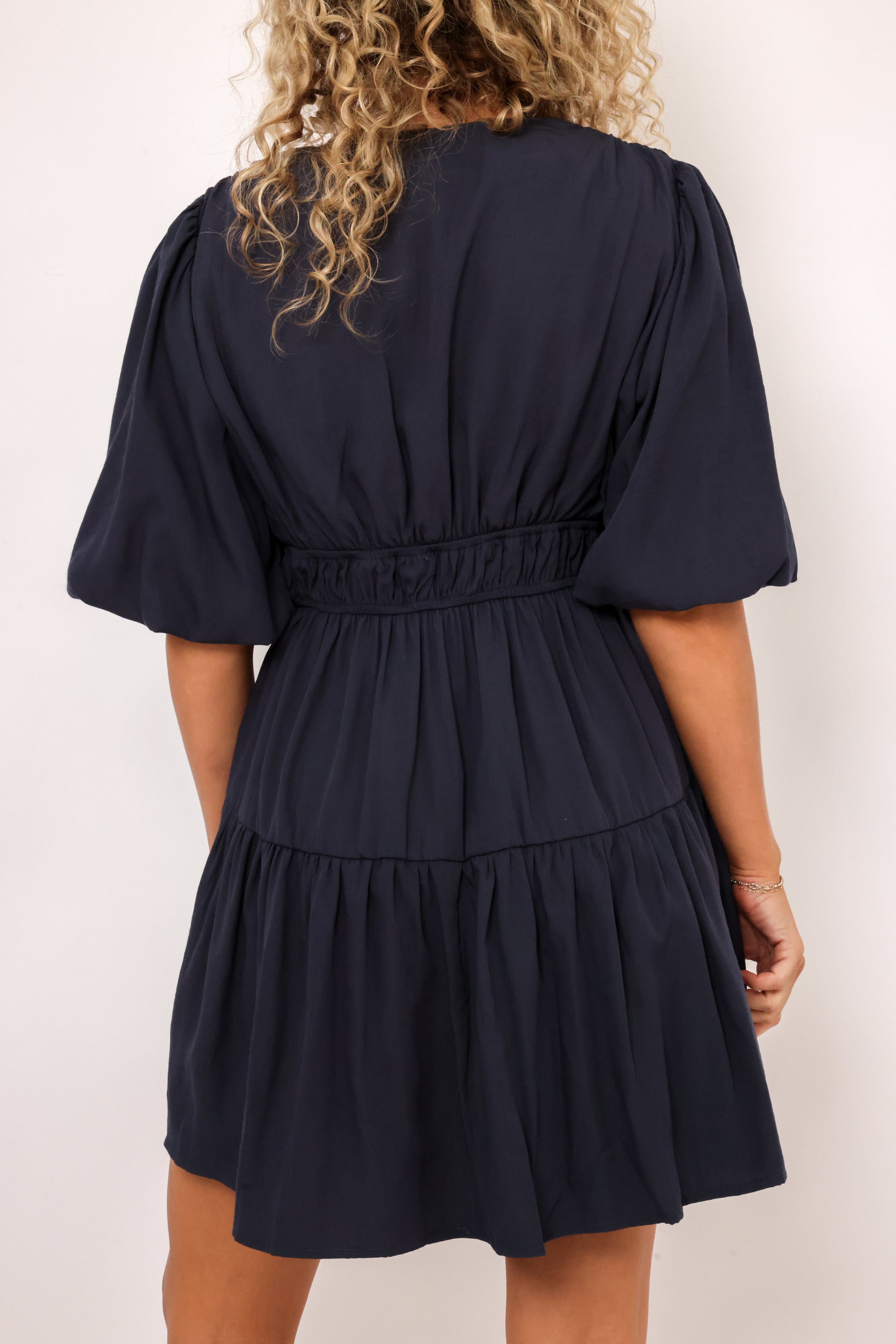 Solid Tiered Mini Dress