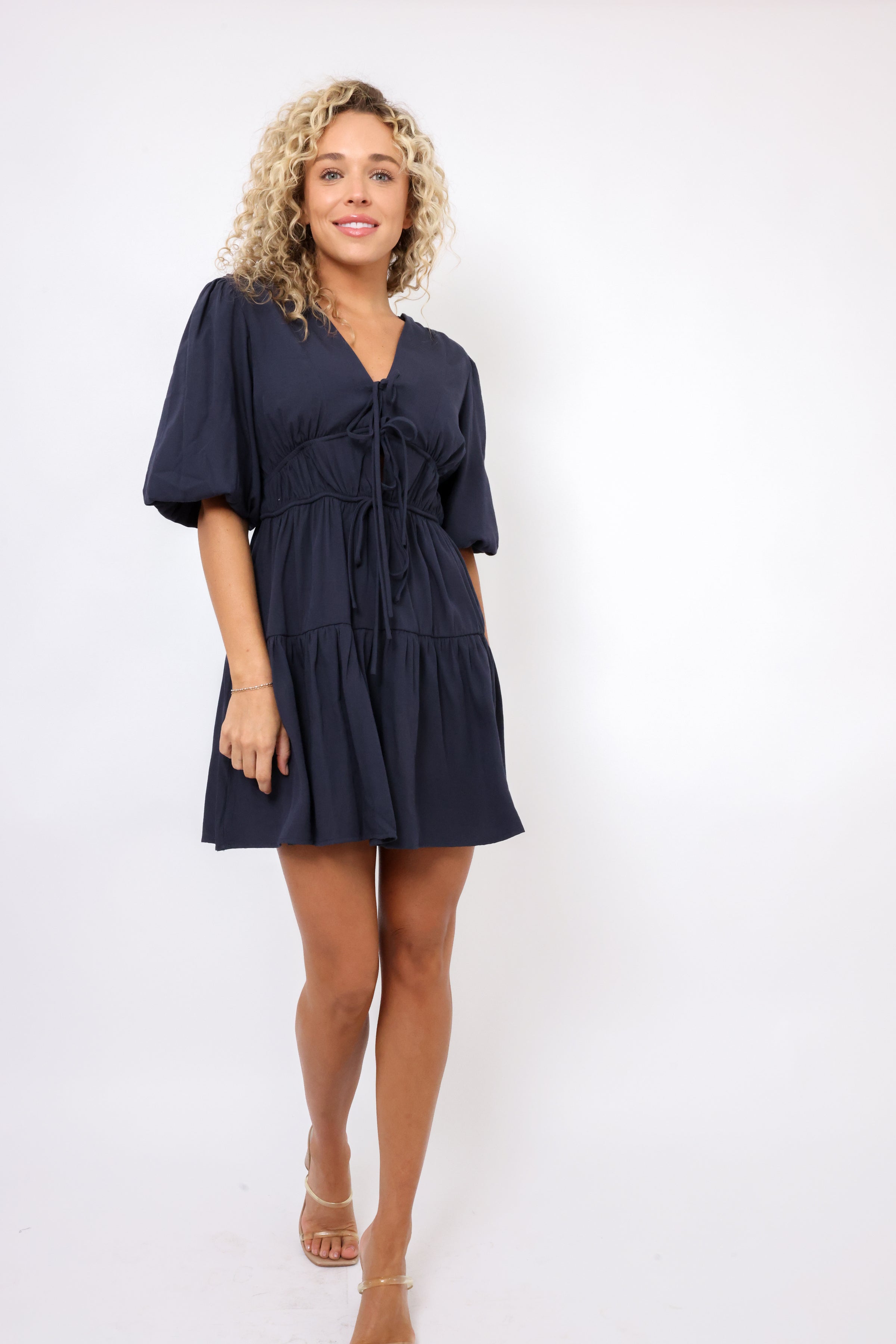 Solid Tiered Mini Dress