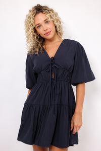 Solid Tiered Mini Dress