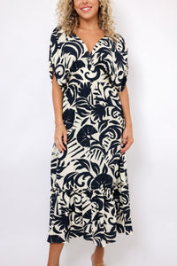 Tropical Print Midi Dress