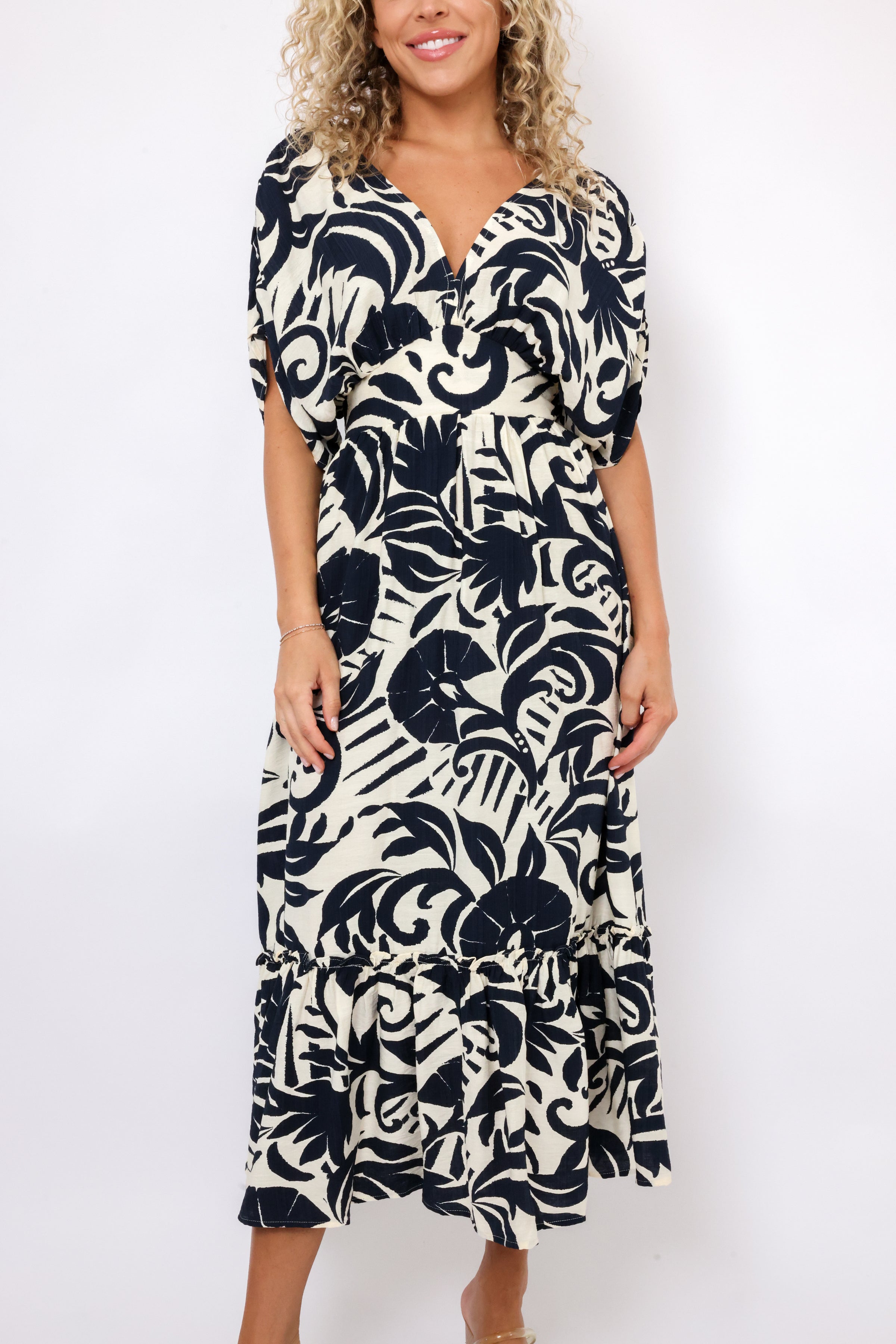 Tropical Print Midi Dress