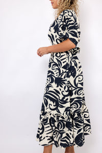 Tropical Print Midi Dress