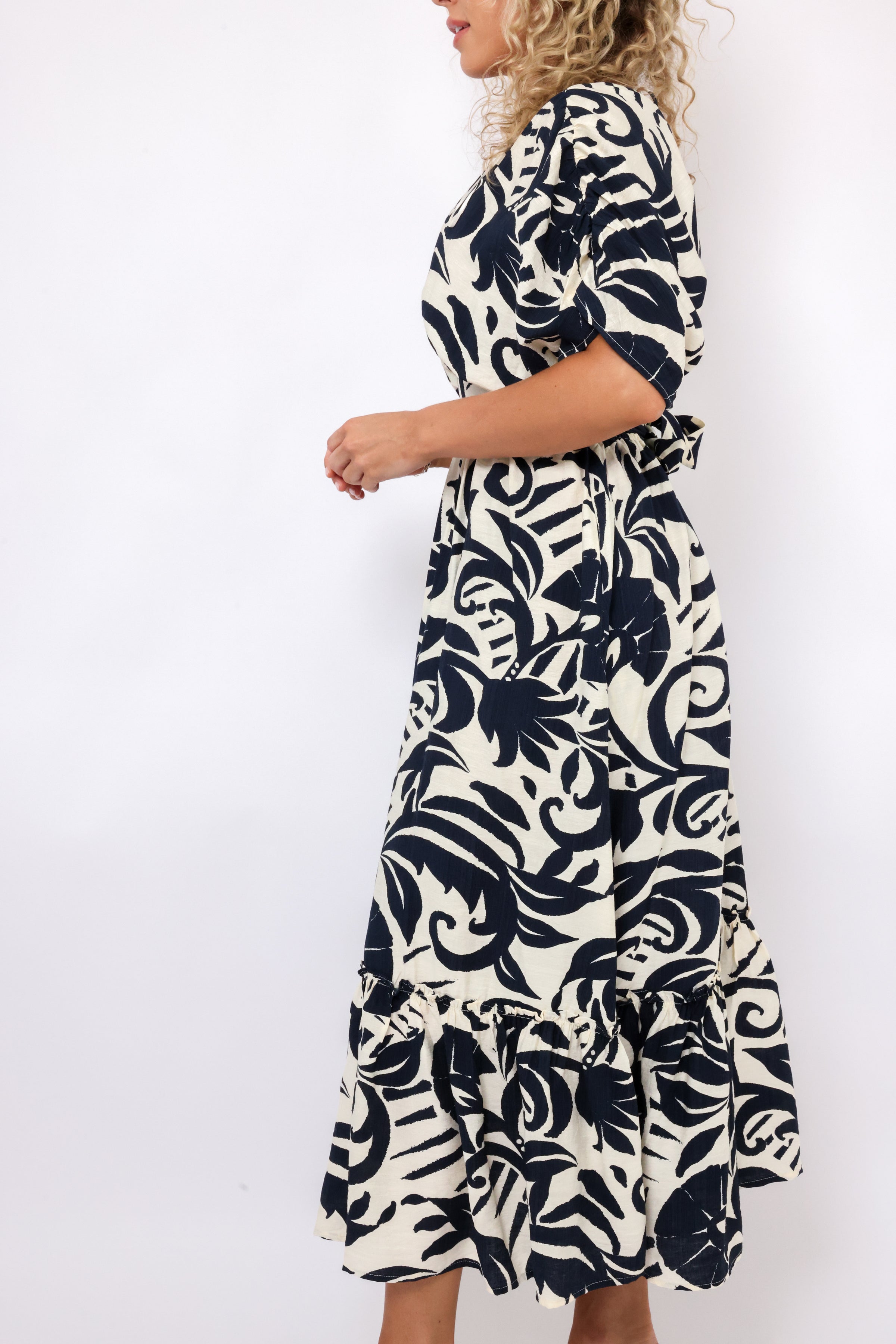 Tropical Print Midi Dress