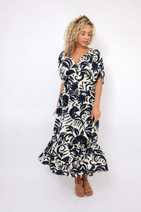 Tropical Print Midi Dress