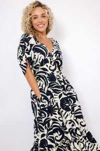 Tropical Print Midi Dress