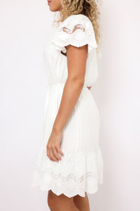 Crinkle Textured Lace Mini Dress