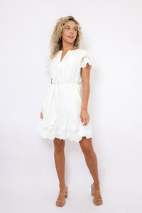 Crinkle Textured Lace Mini Dress
