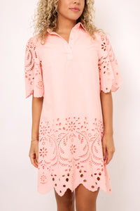 Scallop Embroidered Mini Dress