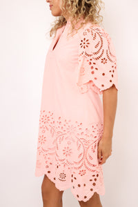 Scallop Embroidered Mini Dress