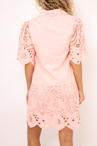 Scallop Embroidered Mini Dress