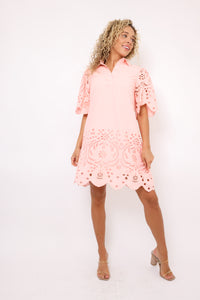 Scallop Embroidered Mini Dress