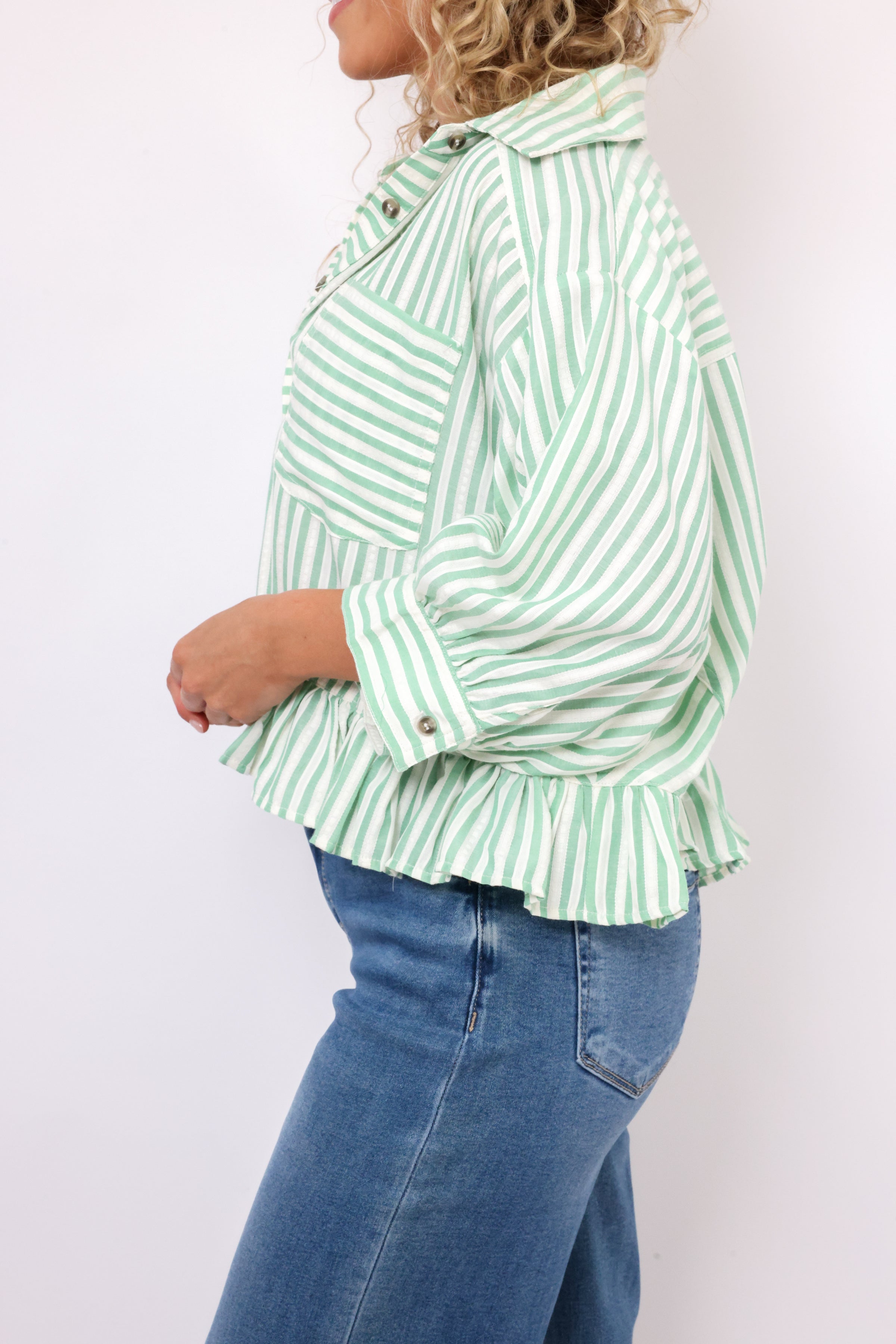 Oversized Stripe Button Down Shirt