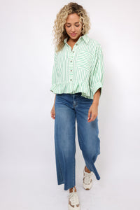 Oversized Stripe Button Down Shirt