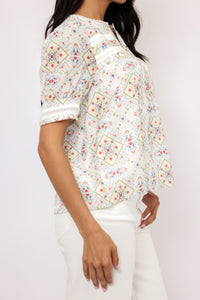 Printed Short Sleeve Blouse