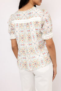 Printed Short Sleeve Blouse