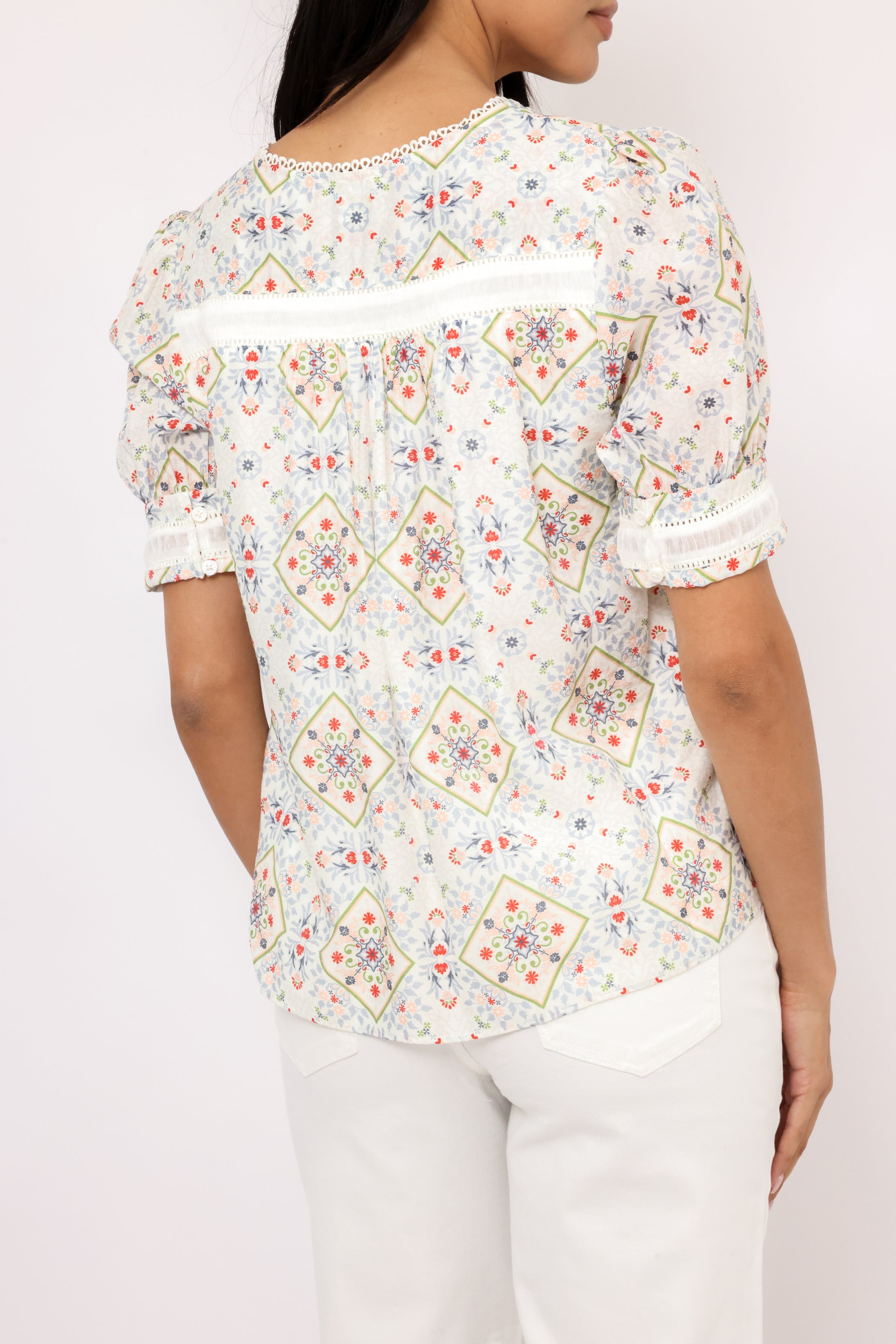 Printed Short Sleeve Blouse