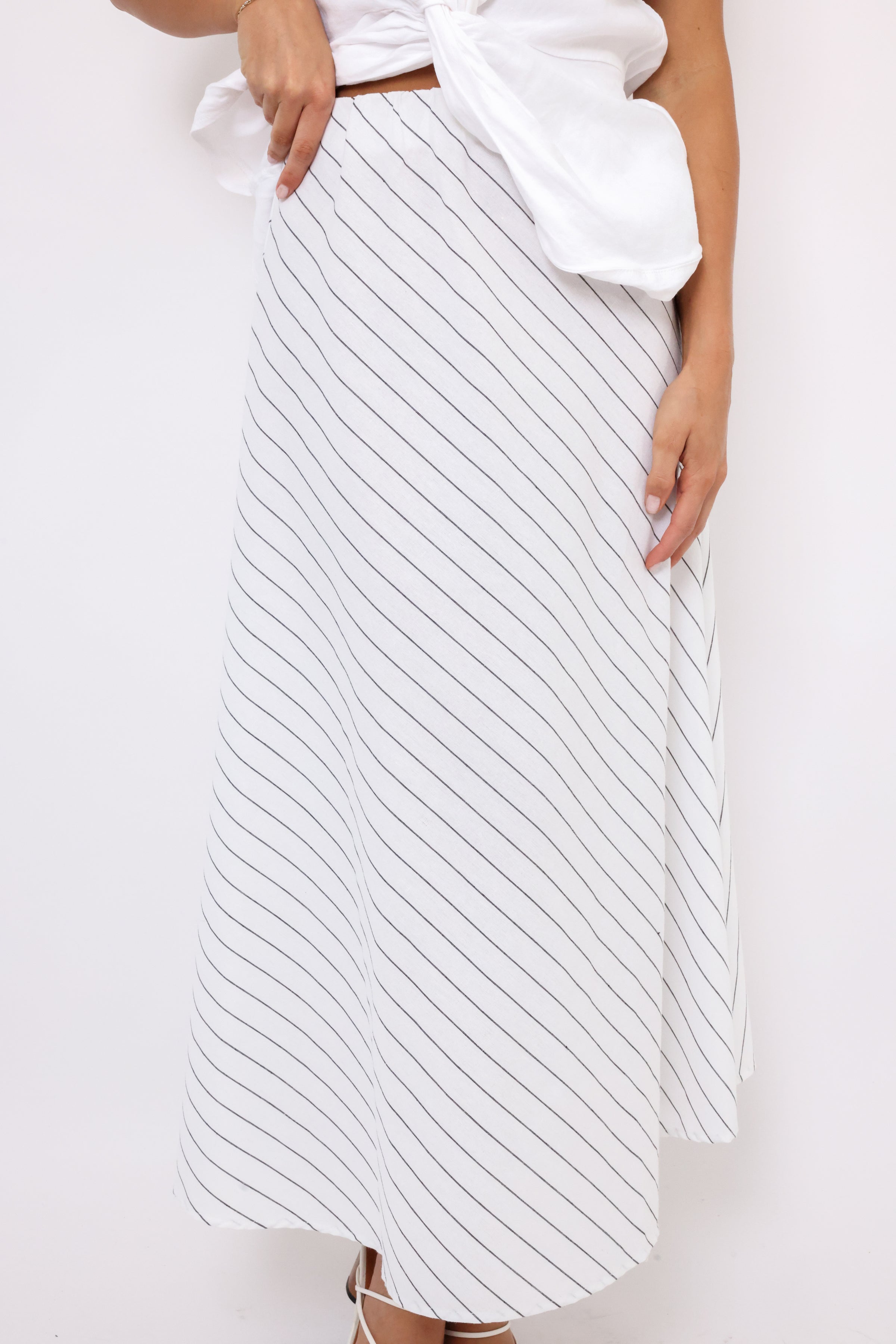 Lena Diagonal Stripe A-line Maxi Skirt