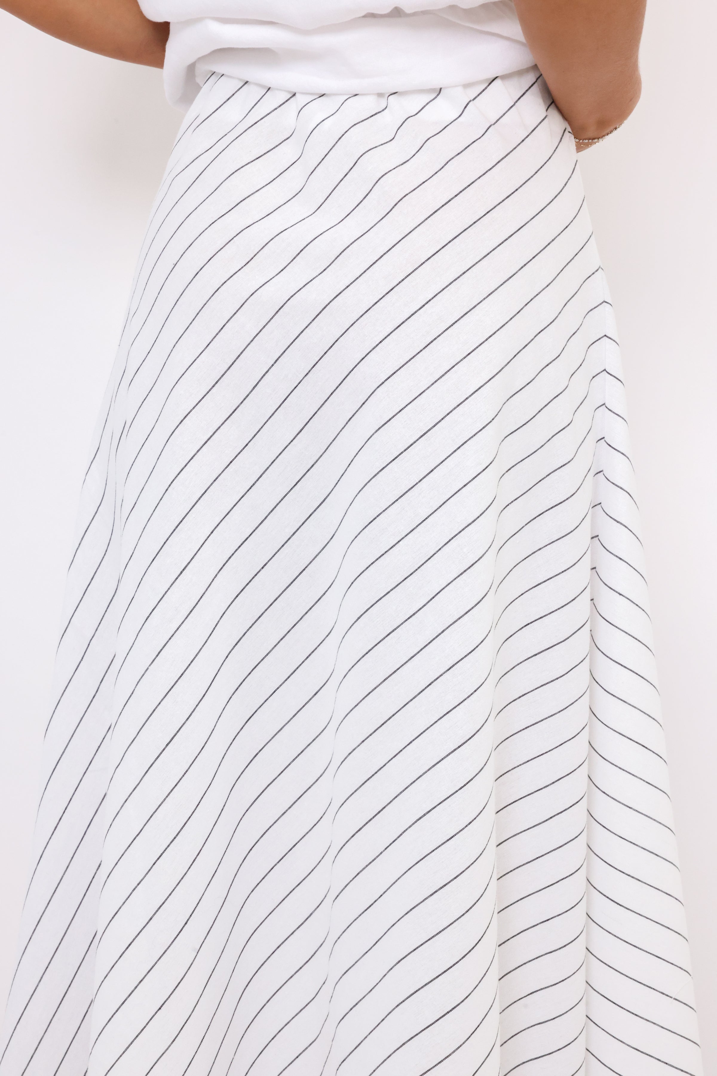 Lena Diagonal Stripe A-line Maxi Skirt