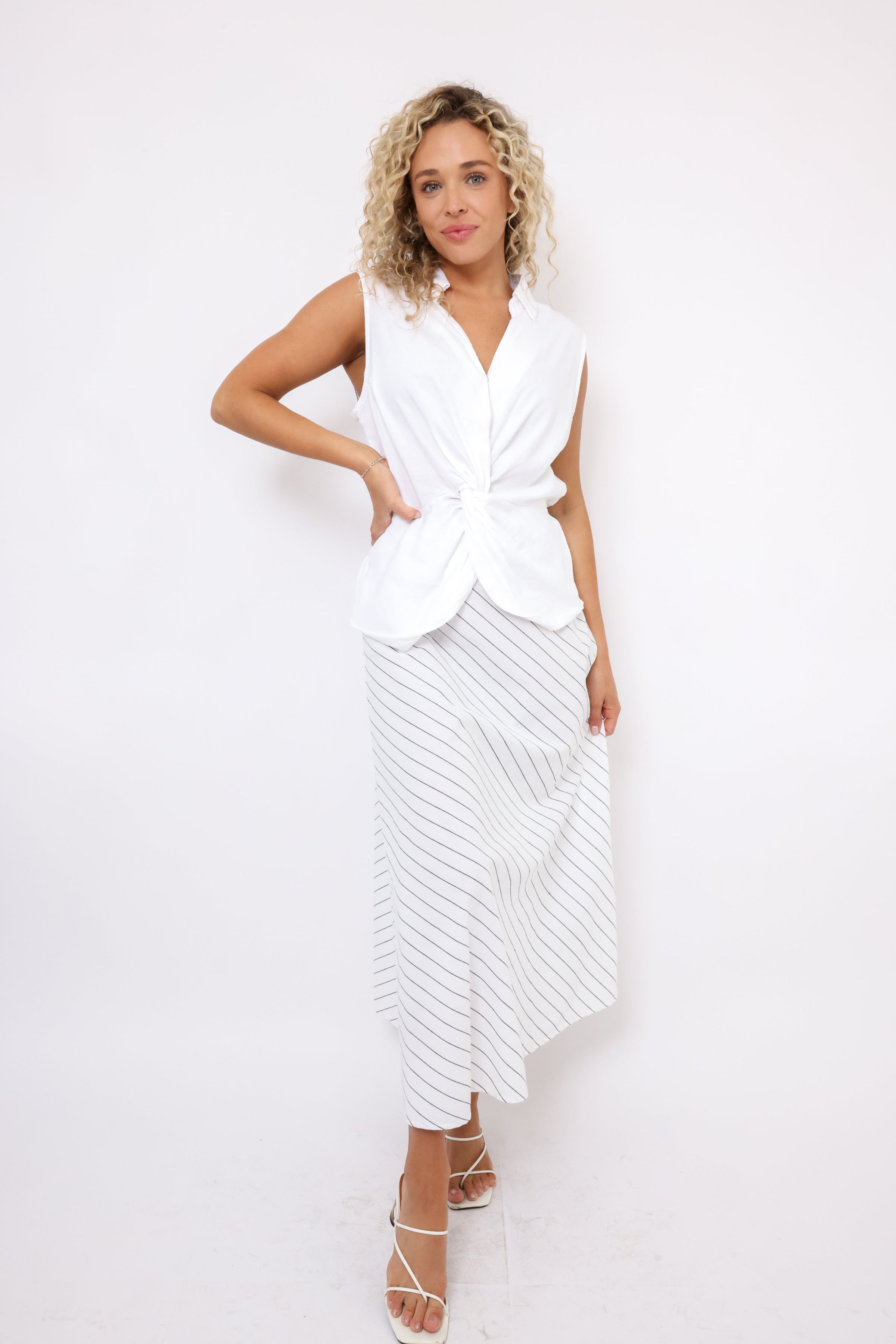 Lena Diagonal Stripe A-line Maxi Skirt