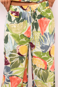 Tropical Fruit Print Flowy Pants